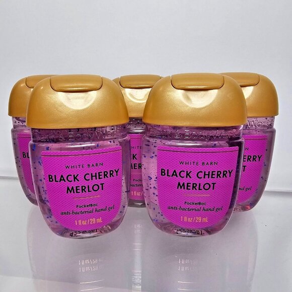 5 BLACK CHERRY MERLOT Bath Body Works Anti Bacterial Hand Gel 1oz Pocketbac New - Picture 2 of 5